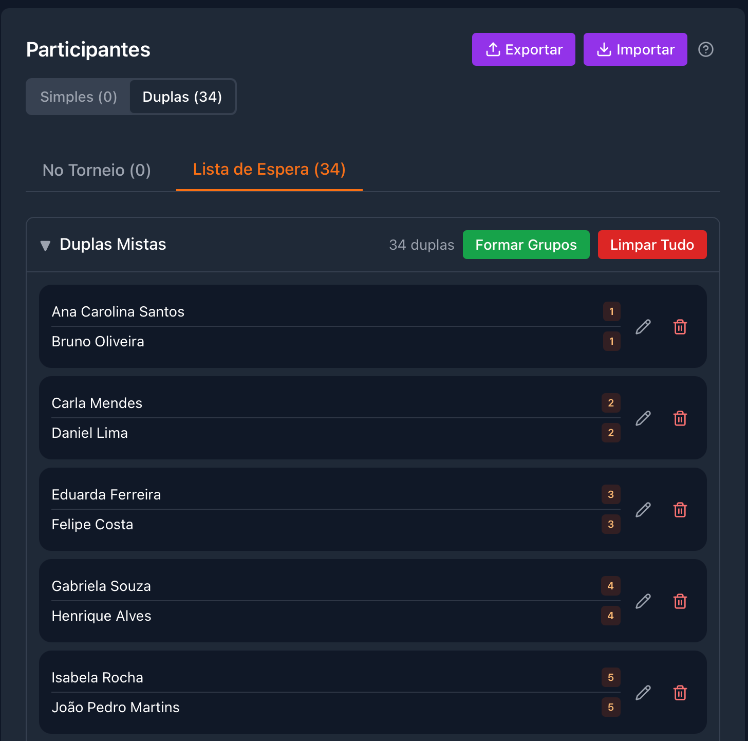 Passo 3: Adicionar participantes na lista de espera