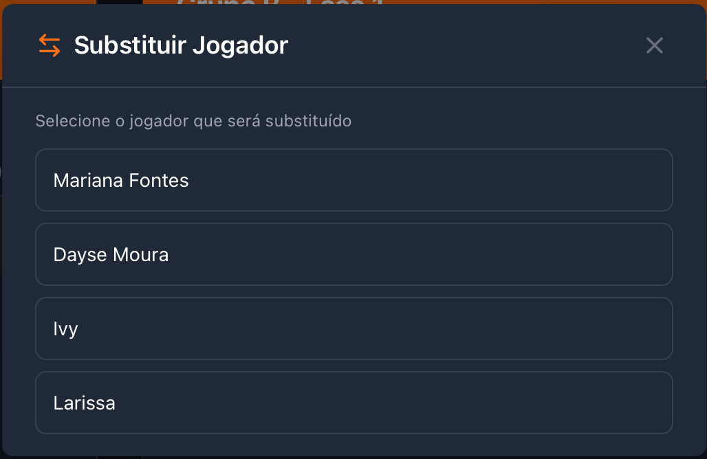Passo 1: Selecionar jogador a substituir
