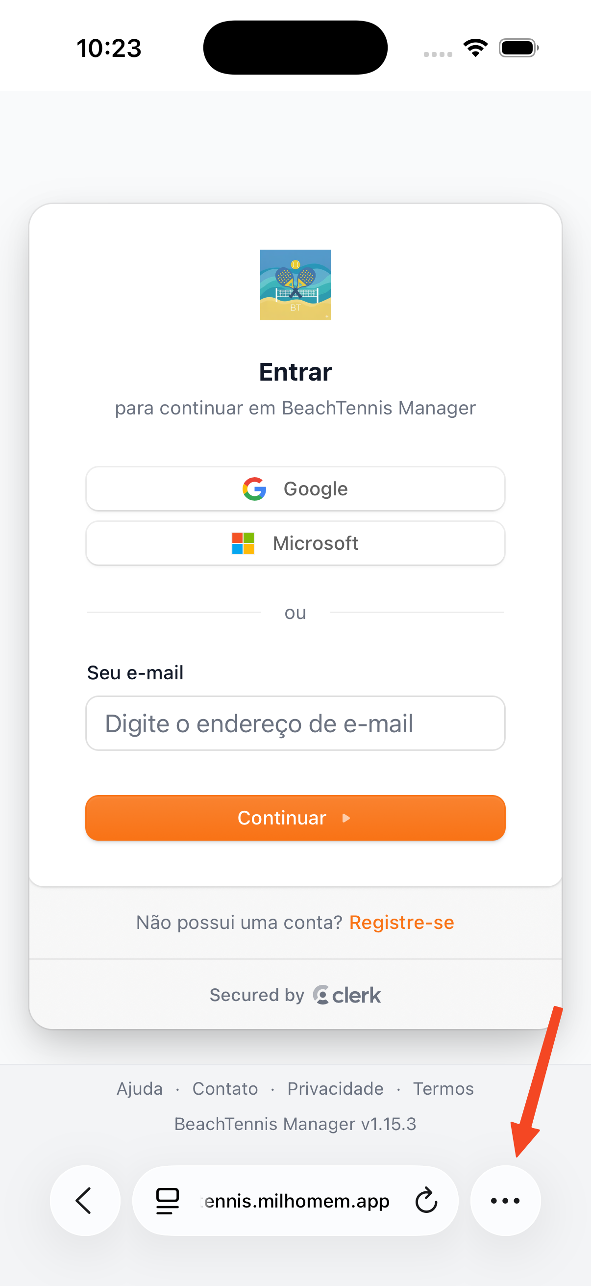 Passo 1: menu do Safari